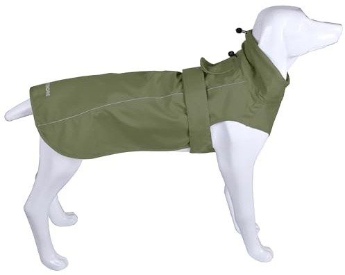 Verstellbarer wasserdichter Hunde-Regenmantel für Hunde, leichte Haustier-Regenjacke, Welpenbekleidung mit reflektierenden Streifen für kleine, mittelgroße und große Hunde (Armgrün, XS)