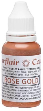 Sugarflair Colours Edible Droplet Paint Rose Gold - Colorant Alimentaire Liquide, Couleurs de Colorant pour Pâte à Sucre, Glaçage - Peut être utilisé avec Airbrush - 14ml