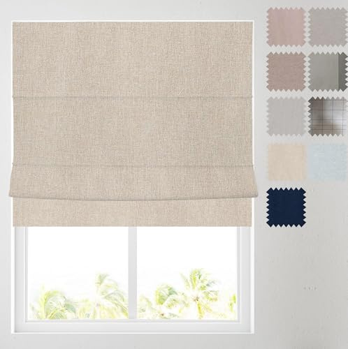 Barnes Blinds - Soft Textured Ara Blackout Roman Blinds -Durable Fittings Easy Fit (Natural 91.5cm)