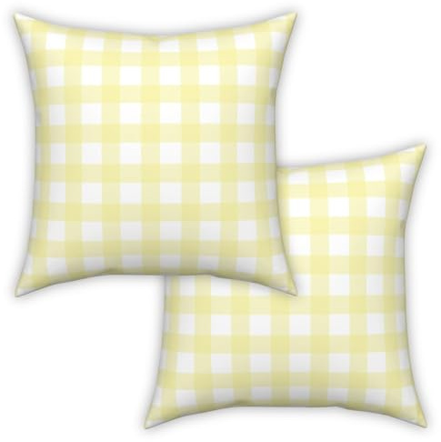 ggaimwf Copricuscini a Quadretti 45x45cm Giallo Quadrato Agriturismo Fodere per cuscini decorativi Fodere per cuscini per Divano Soggiorno Home decor Federa per cuscino sparsa Confezione da 2