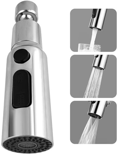 Kitchen Tap Spray Head, Tap Adapter for Kitchen Sink, 360° Swivel Spout | 3 Function Sink Tap Faucet Attachment, Faucet Extender, Faucet Aerator Sprayer Replacement for Sink Extension Accessories