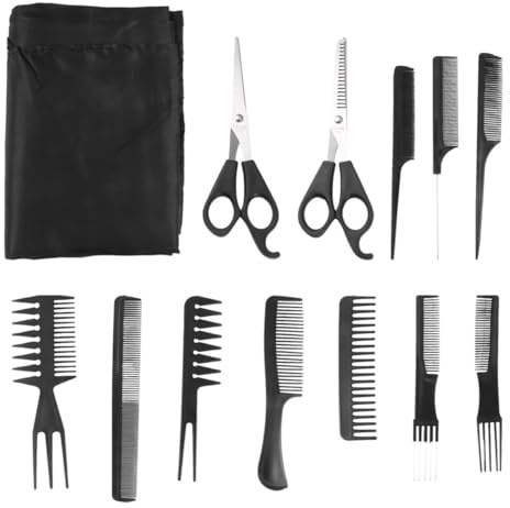 OATIPHO Haarschneidewerkzeug Set Herren mit Kamm Bürste Schere Schneidekamm Schürze Wischtuch für Friseursalons oder Täglichen Gebrauch zu Hause aus Hochwertigem Material