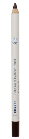 Korres Solid färg eyeliner penna brun 02, intensiv färg, krämig konsistens och vulkanmineraler, långvarig och lämplig för känsliga ögon, vegansk, 1,2 g