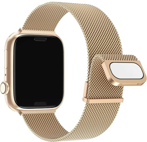Métal Bracelet Compatible avec Bracelet Apple Watch 38mm 40mm 41mm 42mm Femme Watch Bracelets Montre Compatible avec iWatch Serie 11 10 9 8 7 6 5 4 3 2 1 SE Ultra, Double Magnétique