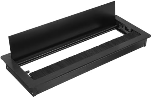 COHEALI Pasacables de Escritorio Rectangular 120X300 MM Aluminio Cepillado Negro Tapa para Orificio de Cable Cepillo Protector Organizador de Cables para Oficina y Muebles
