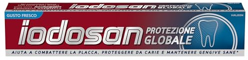 Iodosan Dentifricio Protezione Globale, con Fluoro, Aiuta a combattere la Placca e protegge dalle Carie, Gengive Sane, Gusto Fresco, Confezione da 75ml