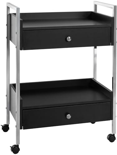 CLP Chariot ŕ Outils de Luxe I Chariot Polyvalent sur roulettes I Chariot avec Deux tiroirs et étagčres, Couleur:Noir