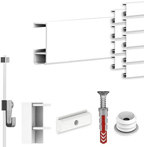 hang-it Komplettset - Galerieleisten Bilderleisten - 20 Meter inkl. Bilderhaken, Seile und Montagematerial