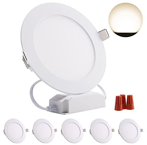 Greenclick 230V Einbaustrahler LED Dimmbar 5 x 9W Deckenspots 720LM Einbauspots 11mm Ultra Flach Einbauleuchten Deckenleuchte Spotlight für Bad, Wohnzimmer, Küche, Möbel Neutralweiß 4000K Rund Panel