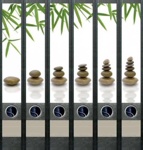Ordnerrücken schmal 6er Set Ordner Feng Shui Steine Wasser Ordner Aufkleber Etiketten Deko 603