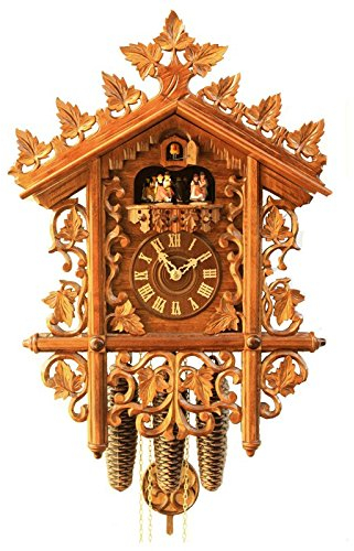 Rombach & Haas Klassische Kuckucksuhr Naturholz hell 8-Tagewerk ohne Musik und Tänzer 54 cm