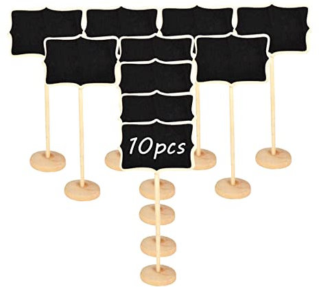 MCUILEE® Irregular Mini pizarra de madera pizarrón Madera WordPad de tableros de mensajes para fiesta boda Número de mesa/tarjeta de lugar el establecimiento de decoración, juego de 10