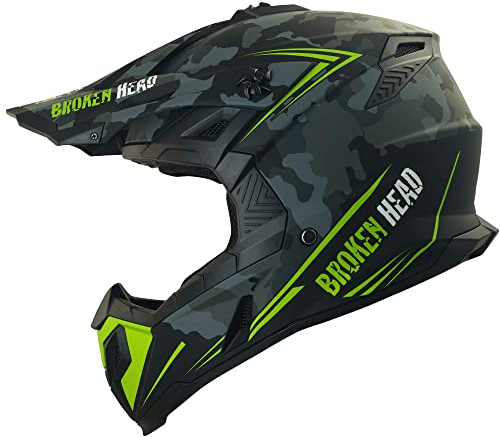 Broken Head Squadron Rebelution Motocross-Helm - Leichter Cross- & Enduro-Helm - Motorradhelm, Camouflage Grau - Größe L (59-60 cm)
