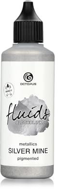 100 ml Octopus Fluids Alcohol Ink SILVER MINE, Alkoholtinte für Fluid Art und Resin, silber