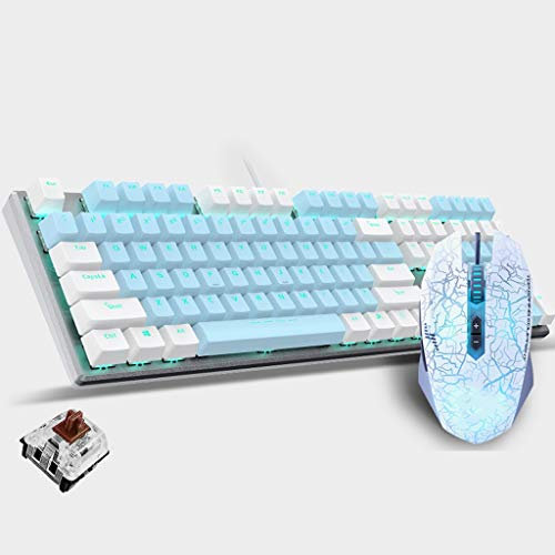ARCH Laptop Lega di Gioco Meccanico Tastiera E Kit Tastiera E Mouse con Tasti Multimediali E Backlit Tastiere da Gioco Mouse for Computer Gamer (Color : Blue-Tea Shaft)