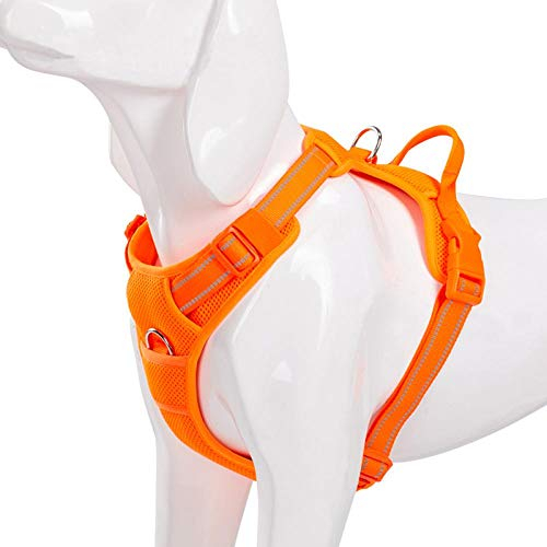 NX Pet Hundegeschirr, atmungsaktive Netzmatte, Outdoor-Sport, nicht ziehende Weste, verstellbares Geschirr, für mittelgroße und große Hundezubehör, Größe XS 33–43 cm, Brustumfang, Orange