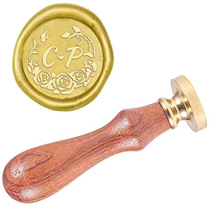 craspire Customized Wax Seal Stamp Personalisiertes Logo Design Custom Sealing Wax Stamp 25mm Vintage Retro Messing Kupfer Seal Stamp Mit Holzgriff Für Hochzeitseinladung Geschenk