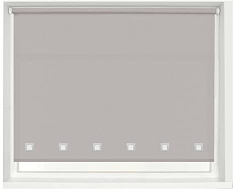 100% Polyester Square Eyelet Trimmable Daylight Roller Blinds (90cm Wide x 165cm Drop, Light Grey)