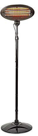 Ex-Pro 2KW Outdoor Freestanding Quartz Electric Garden Patio Heater, 2000W, IP34 Rated, with 3 Power Settings, Adjustable Heat Angle and Height Adjustable Stand