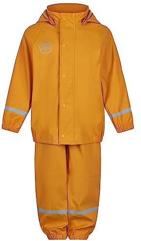 Color Kids unisex barn regn set solid PU regnjacka, kadmiumgul, 92