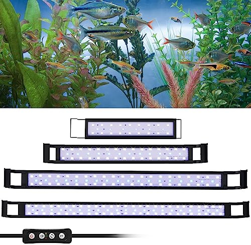 Sonnewelt LED Aquarium Beleuchtung 25W Aquariumbeleuchtung Lampe Weiß Blau Licht Aquarium Lampe mit Verstellbarer Halterung für 95-105cm Aquarium Pflanzen