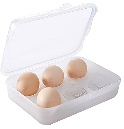 4 Griglia Porta Uova da Frigo, Portauova Frigorifero, Contenitore per Uova, Porta Uova Plastica Trasparente, Portauova Impilabile con Coperchio per Frigorifero Cucina Picnic All'Aperto