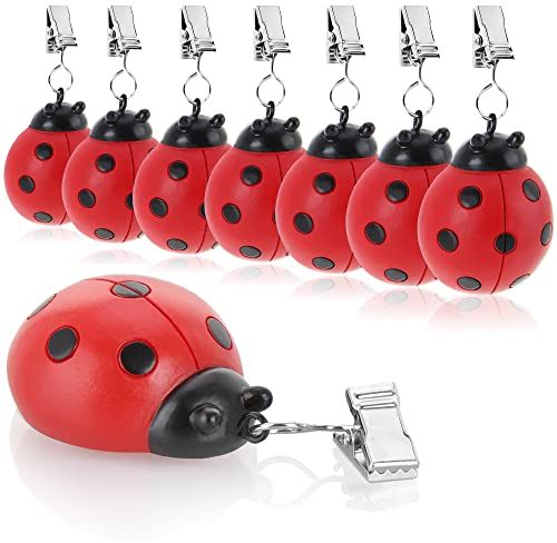 com-four® 8X Tischdeckenbeschwerer - wetterbeständige Tischtuchgewichte mit Klammer - Tischtuchklammer in Marienkäfer-Design - ca. 40 g (rot - Marienkäfer)