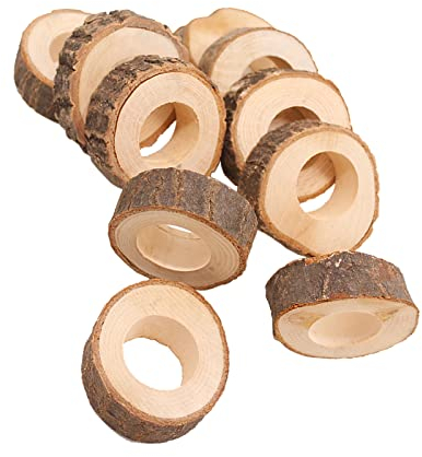 20 Stück Serviettenringe Holz Vintage Natur Serviettenringe aus Holz für DIY Hochzeit Geburtstag Weihnachten Party Weihnachten Set Esstischdekoration Rustikale Rund Napkin Rings Serviettenringe Holz
