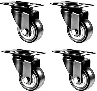 OITTo 40 mm Schwarze Silentgummi-Lenkrollen, Bockrolle | Lenkrollen Rad | Bremse | Höhe 60mm| 4 Stück | Max. Belastung 100 kg, für Tablettmöbel/Wagen/Babybett/Nachttisch/Fußhocker
