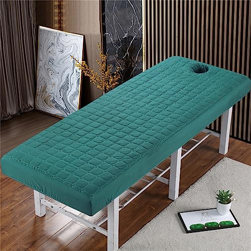 Highdi Bezug für Massageliege mit Loch, Waschbare Beauty Bettbezug Elastisches Massagetische Bezug Atmungsaktiv Weiches Massagebett für Spa, Schönheits- und Gesichtssalon (185x70cm,Dunkelgrün)