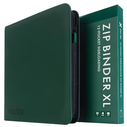 Vault X Raccoglitore per Carte da Collezione a 12 XL Tasche con Cerniera, 624 Carte, Materiale Exo-Tec per Album, 26 Pagine a Caricamento Laterale, TCG (Verde)