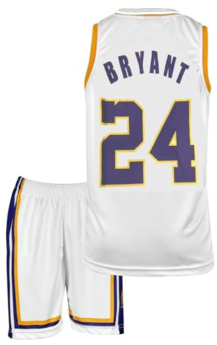 Amdrabola Lakers - Maglietta da basket per bambini, colore nero, giallo, con pantaloncini e appassionati di basket (4-13 anni)