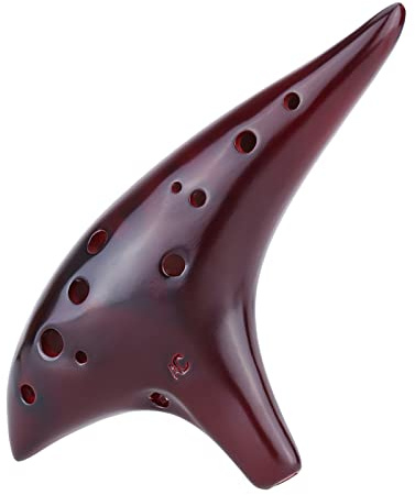 COMETX 12-Loch Keramik Ocarina Flöte 12-Loch Keramik Ocarina Flöte Alto C geräuchert gebrannt U-Boot-Stil Musikinstrument mit Musiknote für Musikliebhaber und Anfänger