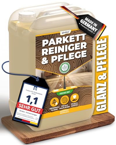 Qindoo Parkettpflege für geölte Böden 5L Holz Dielen Parkettboden Reiniger Pflege, Holzboden un d Parkett wischen, Holzseife mit UV-Schutz