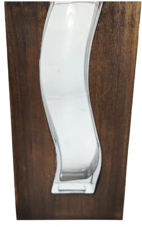 ROCKING GIFTS Braune Holzvase mit Kristallvase, Dekorative Vase, 30 cm