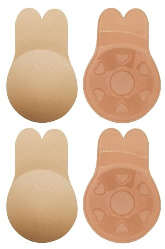 ZAIQUN 2 Pack Invisible Strapless Backless Rabbit Bra Reusable Lifting Bra