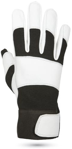 Ergos GERIN Gants de Protection En Cuir Pour Le Jardinage | 1 Paire | Taille, Plantation, Désherbage | Confort & Souplesse | Noir/Blanc | Certifié CE | 9