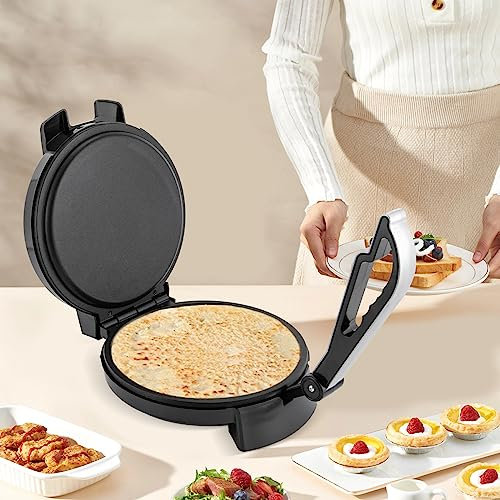 Elektrischer Roti Maker, 1200W Elektrisch Pfannkuchen Maker Antihaft Tortilla-Presse Pancake Backmaschine Temperatur Einstellbar 200-260°C für Häuser, Restaurants, Dessertgeschäfte