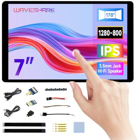 waveshare 7inch Wide Color Gamut Capacitive Touch Display, Compatible with Raspberry Pi 5/4B/3B/Zero/Zero W/Zero 2W/Pico/Pico, Supports Windows 11/10/8.1/8/7 and Jetson Nano/TX2/Xavier N/Orin