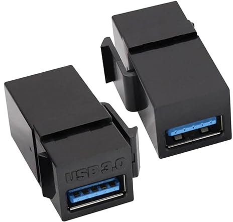 Inserti jack USB 3.0 Keystone - 2 pezzi Adattatore USB USB 3.0 A Keystone da femmina a femmina | Connettore di estensione del modulo a parete ad alta velocità Presa USB per la ricarica della sincroniz