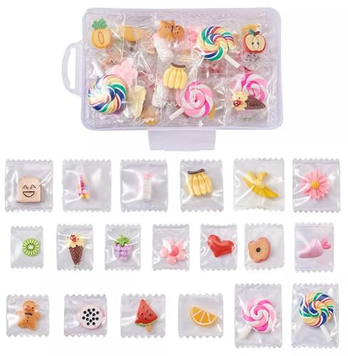 Lot de 38 sucettes en résine Imitation Alimentaire avec sachets en Plastique Transparent