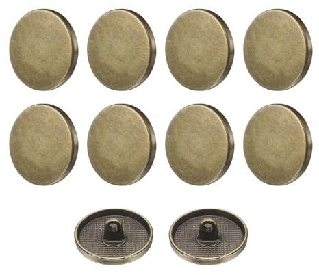 QUARKZMAN Botones Metálicos Redondos Planos, 10Pcs 32L 20mm Bontones de Aleación, Reemplazo para Trajes, Abrigos de Lana, Camisas y Pantalones, Manualidades de Costura, Bronce