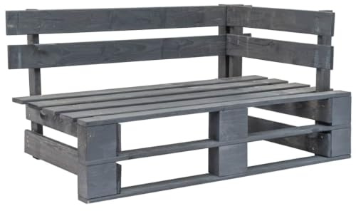Myheimly Holz Gartenbank für den Innen- und Außenbereich Eckbank Holzbank Sitzbank Parkbank Bank Garten Palettenbank Palettenmöbel Gartenmöbel,Grau