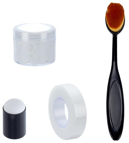 WEBEEDY Hitzeausradierbare Creme Zum Markieren von Stoffen 20g/Dose Weißer Sashiko Schablonenmarker Mit Schwamm Pinsel & Klebeband Für Sashiko Schablonen Stickerei Nähen Quilten Musterübertragung