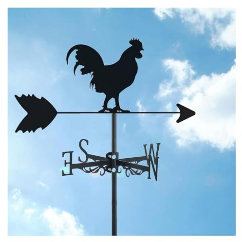 MEMEM Girouette en métal for extérieur, Motif Coq, en Acier Inoxydable, indicateur de Direction du Vent for Jardin, Architecture(Chickens)