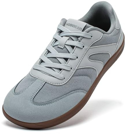 HOBIBEAR Barefoot Shoes Zero Drop Wide Fashion Sneakers for Women Men(Light Grey, UK 5.5)
