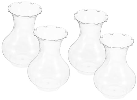 Toyvian 4Pcs Clear Small Vases Hydroponic Flower Pots for Wedding Table Decor Pet Plastic Hyacinth Propagation Containers Indoor Centerpiece Planters for Home and Office