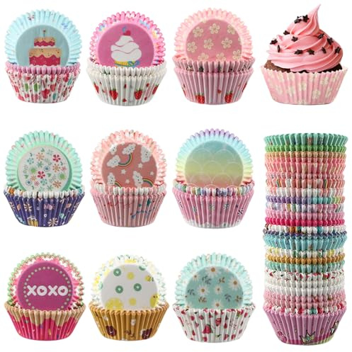XIMEY engångsmuffinsformar av papper, cupcake-bakformar (blommor)