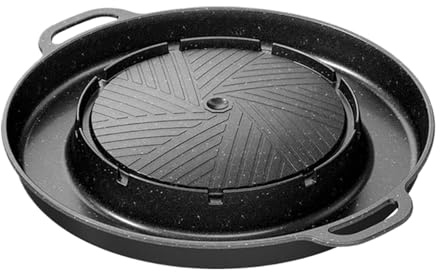 Griglia per barbecue, facile da pulire, 33,5 x 22 x 4 cm, in ghisa, antiaderente, con manici, piastra in ghisa senza fumo, design resistente al calore, per barbecue, giardino