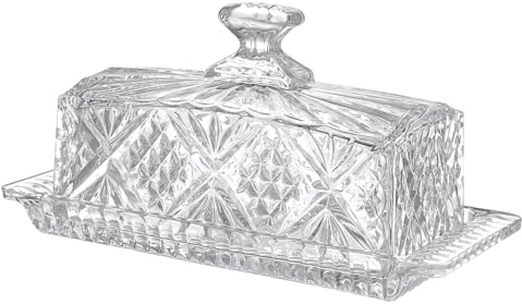 TOYZFRIENDY Mantequera De Cristal Tapa y Mango Ergonómico, Recipiente Para Alimentos Adecuado Para Cocinas y Celebraciones